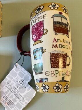 NWT - Cypress Home , Cute Latte Mug - 19oz, Multi Color, Coffee Type Themes